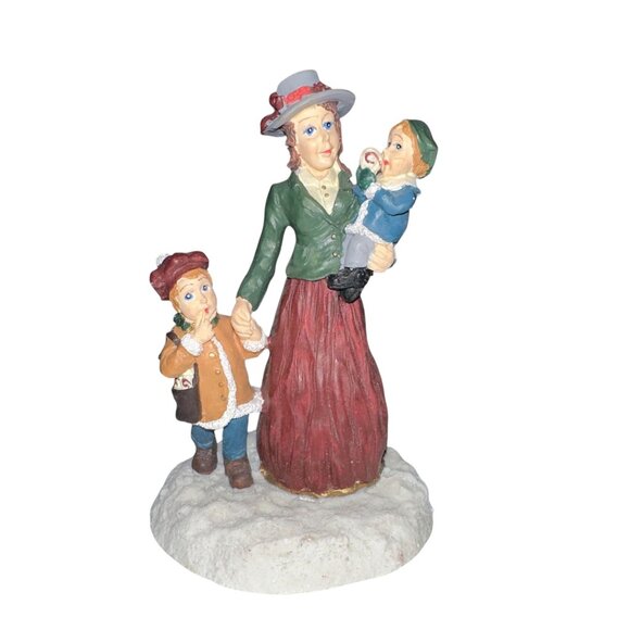 Vtg 1997 Village Square Mom Carrying Child Figurine Mervyn Christmas Holiday - Picture 1 of 6